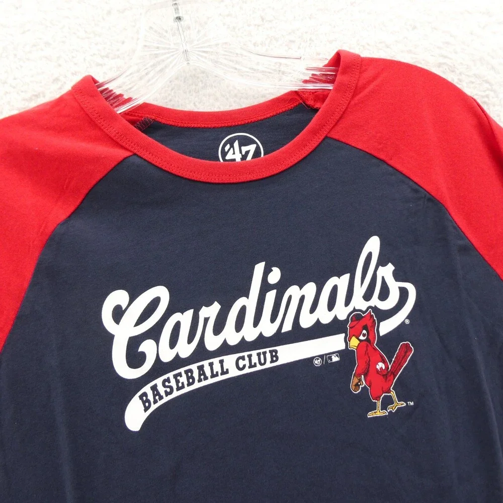 St‎ Louis Cardinals Shirt Boys Medium Blue '47 Brand 3/4 Sleeve Kids Youth New